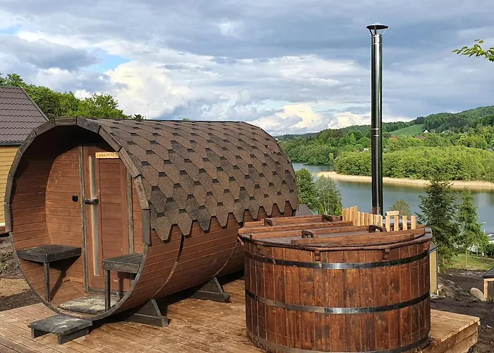 בית נופש Ostrzycki Nad Jeziorem -balia-sauna-prywatny Pomost